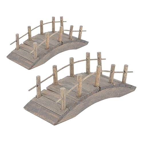 UPKOCH 2st Miniaturmodell Einer Bogenbrücke Mini-gartenzubehör Puppenhausbrücke Miniatur-Bonsai-Figuren Miniatur-brückenfiguren Drachenboot Paddeln Mikroszene Hölzern Holzbrücke Ländlich von UPKOCH