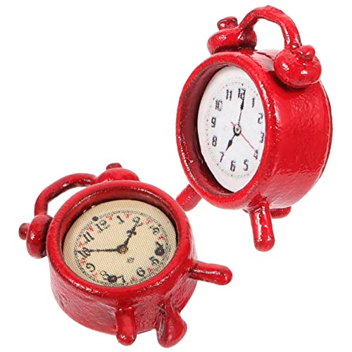 UPKOCH 2st Mini-wecker Puppenhaus Uhr Miniatur Mini-Alarm Kleiner Wecker Alarmmodell Alarmverzierung Legierung Rot UPKOCH 2st Mini-wecker Puppenhaus Uhr Miniatur Mini-Alarm Kleiner Wecker Alarmmodell Alarmverzierung Legierung Rot von UPKOCH