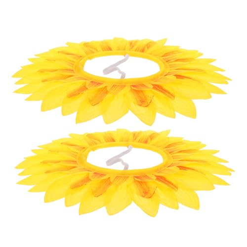UPKOCH 2st Sonnenblumenkopfbedeckung Lampenschirm Aus Rattanimitat Abschlusskappe Für Kleine Tiere Abschlusshut in Flaschen Kopfbedeckung Hut Dekoratives Yellow Seidentuch von UPKOCH
