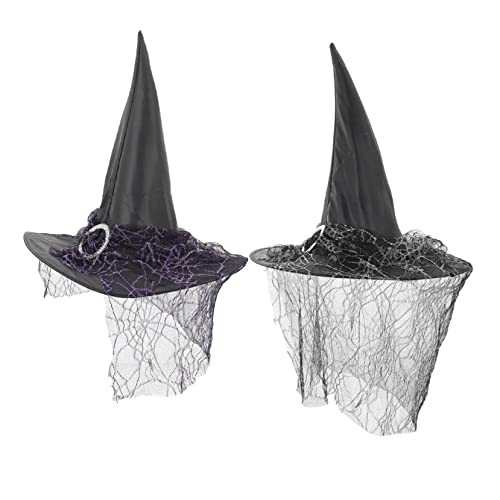 UPKOCH 2st Zaubererhut Party-hexenhüte Schwarze Kappe Halloween-hüte Karnevalsmützen Hexenhüte Für Frauen Party-hexenhut Hexenkostümhut Halloween -hüte Zaubererkappen Gittergewebe von UPKOCH