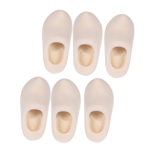 UPKOCH 3 Paare Mini Holzschuhe Puppenhaus Zubehör Holzklompen ohne Glatte Oberfläche DIY Basteln Miniatur Dekoration für Puppenhaus und Mini Haus Deko von UPKOCH