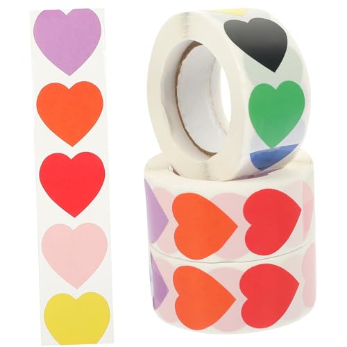 UPKOCH Herz-Etiketten-aufkleberrolle 8 Bunte Herz-Aufkleber Selbstklebende Blanko-Etiketten Für Scrapbooking Versiegelung Und Organisation von UPKOCH