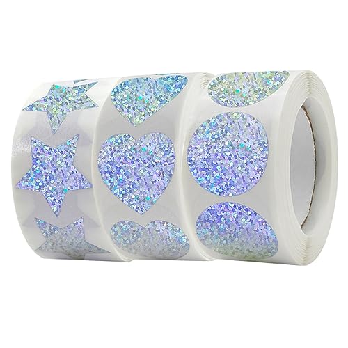 UPKOCH 3 Rollen selbstklebendes Etikett Geschenkaufkleber runder Aufkleber Etikettenaufkleber runde Aufkleber Runde Etiketten Karten Aufkleber Umschlagaufkleber Herz Aufkleber Laserpapier von UPKOCH