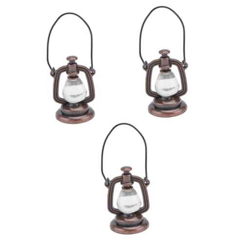 UPKOCH 3 STK Mini-petroleumlampe Miniaturlichter Miniatur-puppenstubenlampe Puppenhaus-nachtlicht Puppenhausspielzeug Mini-dekor Miniaturdekoration Möbel Kunsthandwerk Esstisch Legierung von UPKOCH