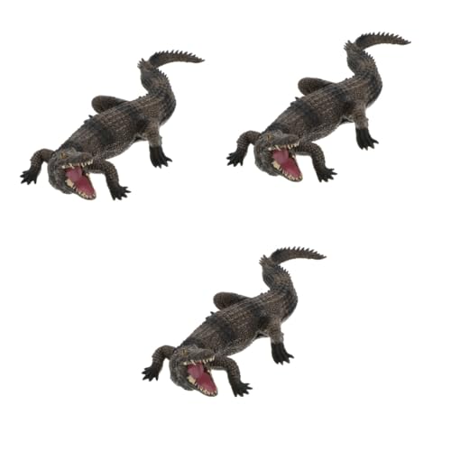 UPKOCH 3 STK Simuliertes Krokodilmodell Krokodil-skulptur Alligator-Figur Alligatorstatue Tierwelt-dekor Krokodil-Statue Krokodil-miniaturspielzeug Spielzeuge Lehrmittel Kriechen Kind PVC von UPKOCH