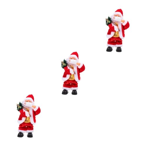 UPKOCH 3 STK Weihnachtsmann-Puppe Musikspielzeug Santa Puppe Ornament Weihnachtspuppenspielzeug Weihnachtsmann Puppe Spielzeug Musik Dekor Geschenke Stoff Weihnachten Ältere Rot Ornamente von UPKOCH