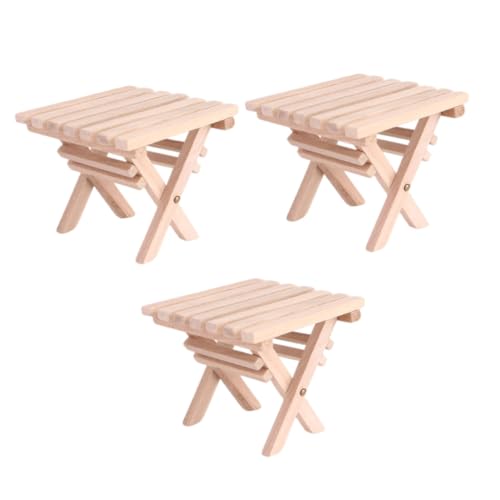 UPKOCH 3 STÜCKE Teiliges Miniatur Klapptisch aus Holz Kreativer Mini Beistelltisch für Puppenhaus Dekoration Leichter Outdoor Holztisch für DIY Basteln und Miniatur Landschaften von UPKOCH