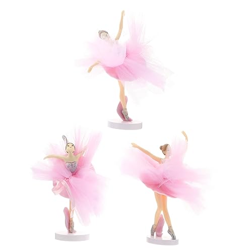 UPKOCH 3 Sätze Kuchendekoration eat sieren Hochzeitsgeschenke Ballerina-Figuren-Kuchenaufsatz Spielzeuge Papierbecher Partybevorzugung Ballerina-Cupcake-Topper Miniatur schmücken Statue von UPKOCH