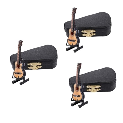 UPKOCH 3 Sätze Mini-Gitarre Gitarrendekor Desktop Gitarre simulieren Geschenke für musikliebhaber Gitarrenmodell Modelle Ornament Miniatur-E-Gitarre Gitarrenstatue hölzern schmücken Holz von UPKOCH