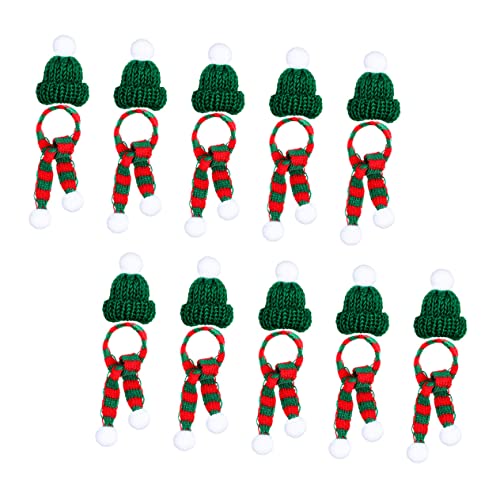 UPKOCH 3 Sätze Mini-Mütze Schal weihnachtshutverzierung Mini-Weihnachtsmütze Flaschenabdeckung Kappen Pflanzendekor Weihnachtsfeierverzierung Flaschendekor Garn Kleiner Schal Baby von UPKOCH