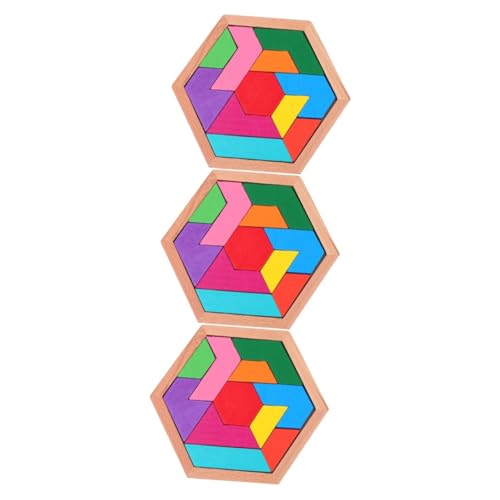 UPKOCH 3 Sätze Puzzle-Bausteine Tangram-Form-Puzzle Tangram-Rätsel für kidult Kinder rätsel holzpuzzle Tangram Rätsel für Erwachsene Spielzeug Sechseck-Puzzle Tangram-Puzzle Erwachsener von UPKOCH