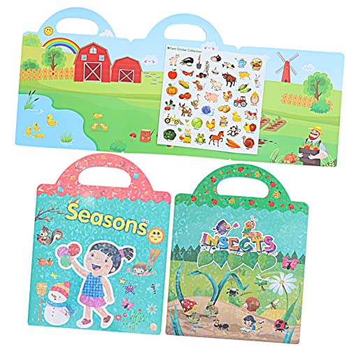UPKOCH Stickerbuch-Set Für Kleinkinder 3 Sets Jungen Und Mädchen Stickerbuch Pädagogische Designs von UPKOCH