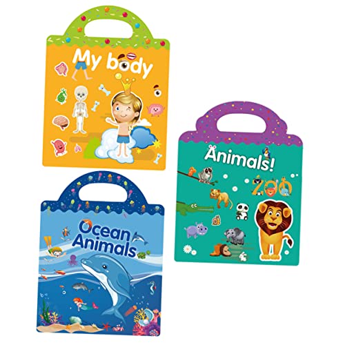 UPKOCH Pädagogisches Kinder-aufkleberbuch-Set 3 Bücher -Tier-Aufkleber Wanddekoration Partygeschenk Spielzeug Für Jungen Und Mädchen von UPKOCH
