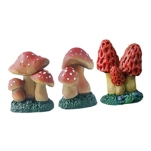 UPKOCH 3 Stück Dekoration Resin Figuren für Garten Mikrolandschaft Realistische Pilzornamente für DIY Projekte Kreative von UPKOCH