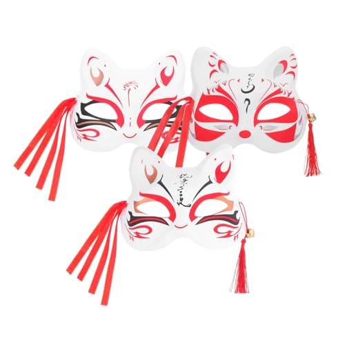 UPKOCH 3 Stück Dekorative Katzenmaske Teiliges Halbe Gesichtsmaske für Cosplay Halloween Maskenball und Partys Einzigartiges Japanisches Design Bequem und Wiederverwendbar von UPKOCH