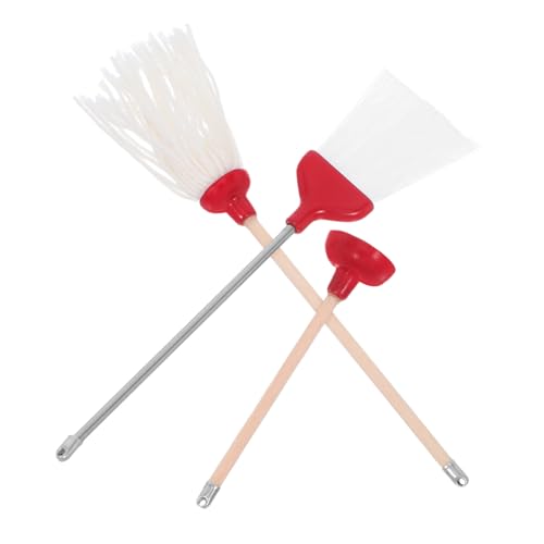 UPKOCH 3 Stück Mini-reinigungswerkzeug Miniaturwerkzeuge Für Das Puppenhaus Mop- Und Besen Basteln Mop- Und Besenhandwerk Puppenhausminiaturen Puppenhausartikel Zubehör Rot Metall von UPKOCH