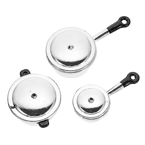 UPKOCH 3 Stück Miniatur-Küchengeschirr Mini-Küchendekoration Miniaturtöpfe Mini- für kinderspielzeug Mini-Dekoration Mini-Suppentopf- Legierung Silver von UPKOCH