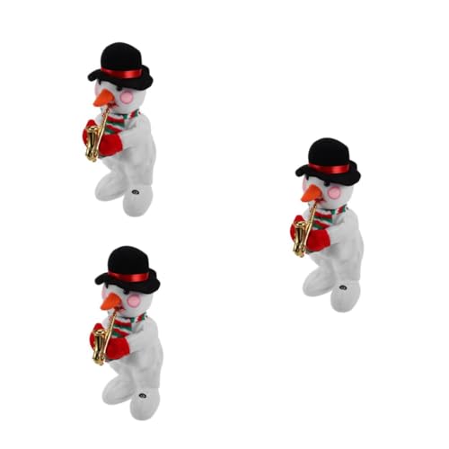 UPKOCH 3 Stück Plüsch Elektrischer Schneemann Weihnachtsfigur Musikalisch Tanzend Weihnachtsdeko Weihnachtsmitbringsel von UPKOCH