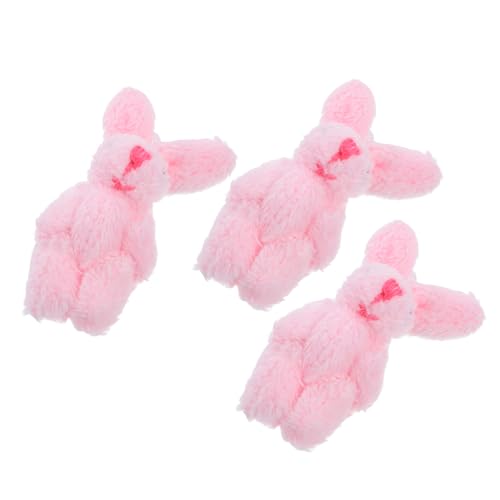 UPKOCH 3 Stück Puppenhaus-Kaninchen- Kaninchen-geburtstagsdekorationen Hasen Ausgestopftes Kaninchen Miniatur-Kaninchen- Kleine Kaninchenstatuen Für Den Garten Plüsch Rosa von UPKOCH