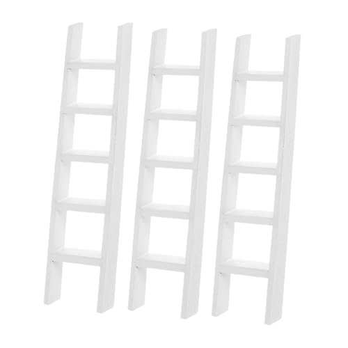 UPKOCH 3 Stück Puppenhausleiter Mini-holzleiter Kleine Holzleiter Puppenhaustreppe Miniatur-holzleiter Mini-Leiter-Ornament Winzige Treppen Miniaturleiter Kleines Leiterdekor Hölzern Weiß von UPKOCH