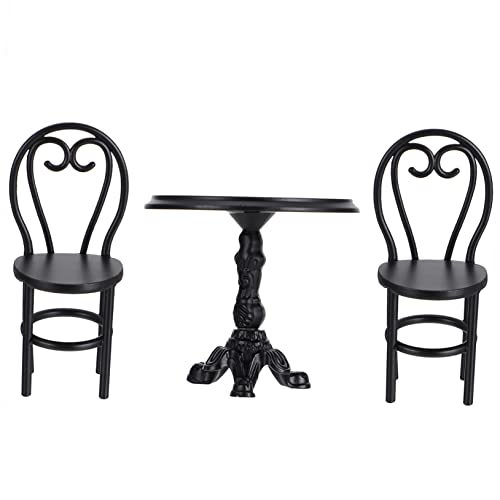 UPKOCH 3 Stück Puppenstubentisch und Stühle für kinderspielzeug spielsachen mikrolandschaft märchenhaus möbel Miniaturtisch Märchengartentisch Eisen Black von UPKOCH