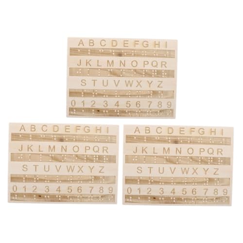 UPKOCH 3 Stück Tafel mit Braille-Alphabet sehbehinderte Produkte Hersteller von Braille-Etiketten Gadgets für Blinde Blindenschriftbücher für Blinde Braille-Bücher hölzern von UPKOCH