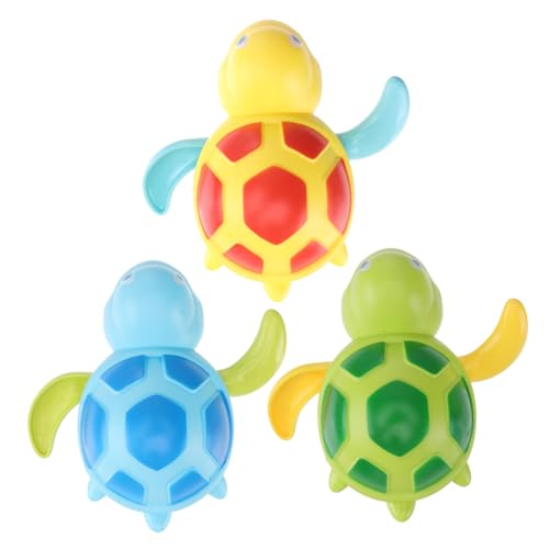 UPKOCH 3 Stück Teiliges Badewannenspielzeug Tauchtier Bunte Wind up Schildkröten Wasserspielzeug für Kleinkinder Leicht zu Bedienen ohne Batterie Sicher für Dusche und Pool von UPKOCH