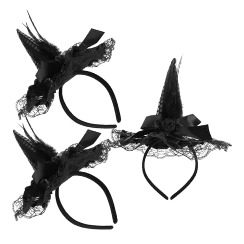 UPKOCH 3 Stück Teiliges Hexenhut-haarreif Glitzerspitze und Spitzenbesatz Leichter Halloween-haarreifen für Damen Komfortabel für Lange Nutzung für Party Cosplay-kostüme von UPKOCH