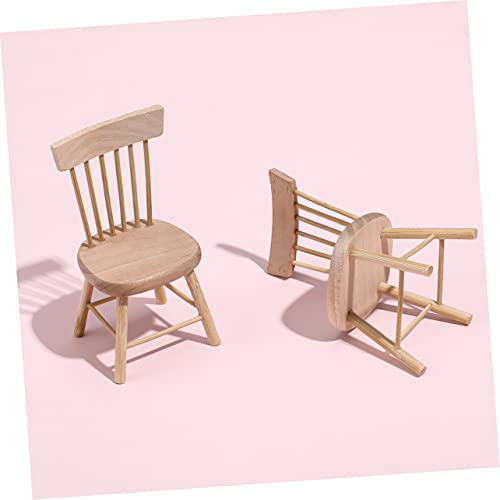 UPKOCH 3 Stück Teiliges Miniatur Holzstühle Langlebige Puppenhausmöbel Realistische Miniaturstühle für DIY Puppenhaus Kindgerechte Mini Haus Stuhl Dekoration Tragbar und Formstabil von UPKOCH