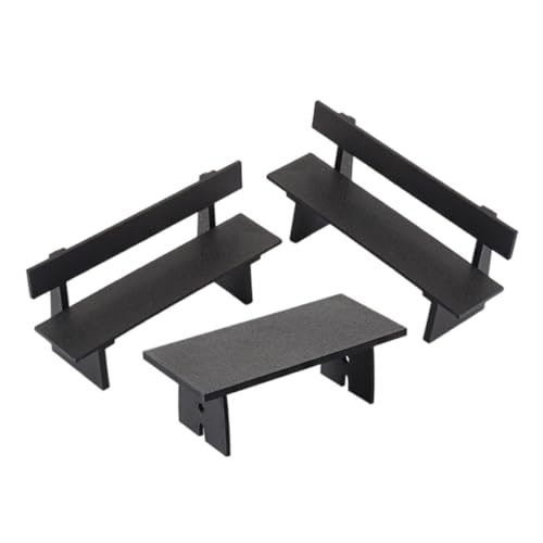 UPKOCH 3 Stück Teiliges Miniatur-Möbelset mit Schwarzem Tisch und Stühlen Kompakte Puppenhausmöbel für Kleine Räume Langlebig für Puppenhausdeko und Gartenstühle Kreative von UPKOCH