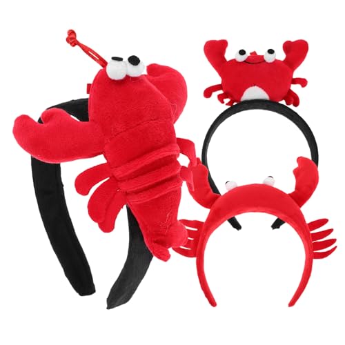UPKOCH 3 Stück Teiliges Niedliche Krabben Hummer stirnbänder aus Plüsch Lustiger Haarschmuck für Junge Mädchen Vielseitig für Hautpflege Alltag und Kostüm events Wie Halloween und von UPKOCH