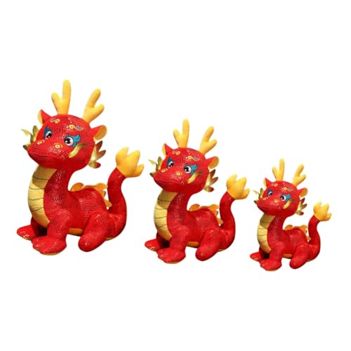 UPKOCH 3 Stück Teiliges Plüschdrache Stofftier Kuscheltier Chinesisches Neujahr Glücksbringer Drachenspielzeug aus Langlebigem PP Baumwollmaterial für Wohnkultur und Sammler von UPKOCH