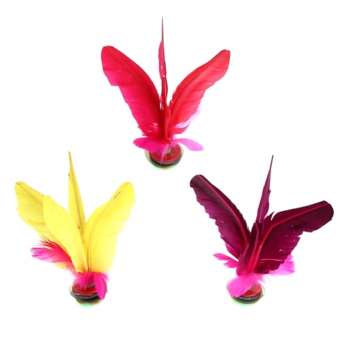 UPKOCH 3pcs Kicking Shuttlecocks Spielzeug Für Jungen Und Mädchen Chinesisches Kicking Shuttlecock Spiel Rot Gelb Wein Sportspielzeug von UPKOCH