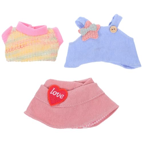 UPKOCH 3 Teiliges Puppenkleidungsset Puppengarderobe Zubehör Spielzeugpuppenkleidung Puppenstrampler Kostüm Puppenkostüm Minipuppenhemd Puppenhosenträger Hosen Puppenzubehör von UPKOCH
