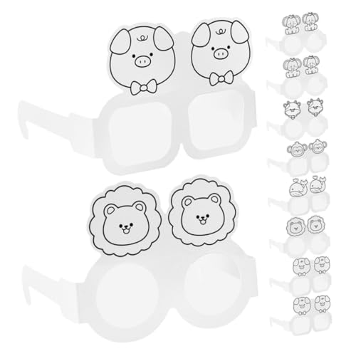 UPKOCH 30 Stück Papierbrillenrahmen Partygeschenk Weiße Gläser zum Dekorieren DIY-Material Brillen für selbst basteln Weiße Brille Blanko-Brillen-Requisite leere Gläser DIY-Brille von UPKOCH