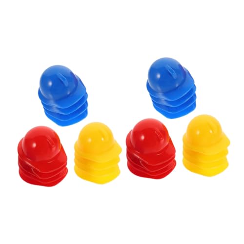 UPKOCH 30 Stück Teiliges Mini Sicherheitshelme aus Kunststoff für Puppen und Haustiere Dekorative Bauhelme in Rot Blau Gelb Geeignet für Partydeko DIY Zubehör Realistische Miniaturhelme von UPKOCH