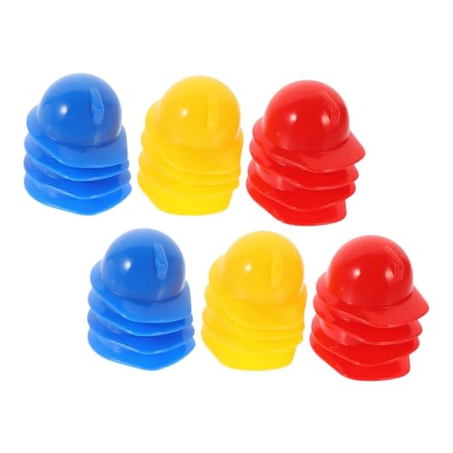 UPKOCH 30 Stück Teiliges Miniatur Sicherheitshelm aus Leichtem Kunststoff Glatte Oberfläche Dekorative Bauhelm Mützen für Puppen Partys DIY Zubehör in Rot Blau Gelb von UPKOCH