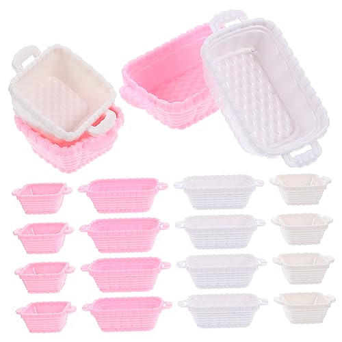 UPKOCH 32 Teiliges Einkaufskorb Set Zur Aufbewahrung Von Puppenhäusern Kleine Weidenkörbe Picknickkorb Rattankorb Puppenhaus Kühlschrank Leuchtender Mini Aufbewahrungskorb von UPKOCH