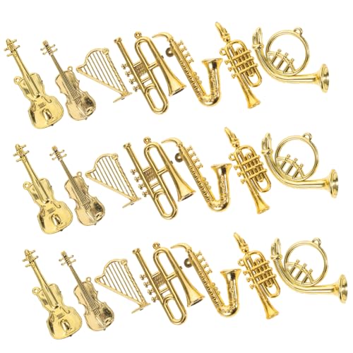 UPKOCH 35 Stück Teiliges Miniatur musikinstrumente Set Detailgetreue Mini Trompete Posaune Violine Kompakte Mini Ornamente für Puppenhaus Festliche Dekoration Sammler und Bastler Zubehör von UPKOCH