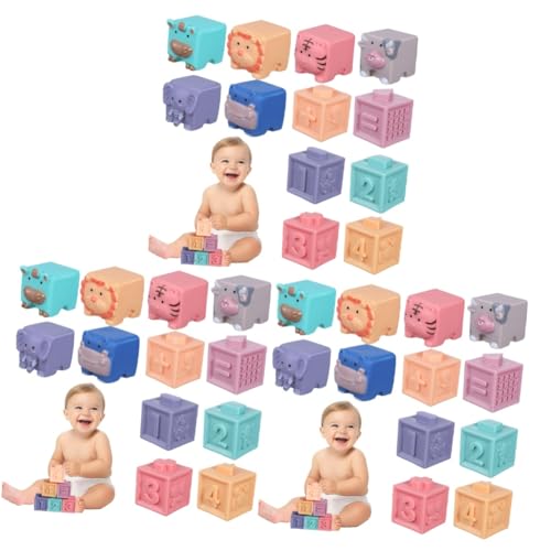 UPKOCH 36 STK Holzblock Babyspielzeug Baby Spielzeug Spielzeuge Spielzeug für Kleinkinder weiche Babyblöcke Kinder bausteine Gummiblöcke Karikatur Gummiblock weiches Gummi von UPKOCH