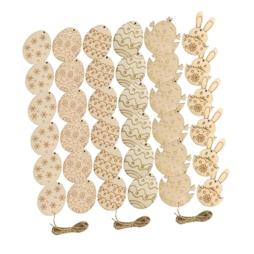 UPKOCH 36 Stück Ostereier Urlaub Weihnachtsschmuck Weihnachtsgrün stammt basteln für Ostern basteln zu Ostern handgefertigter Graffiti-Chip DIY-Deko zu Ostern hölzern Beige von UPKOCH
