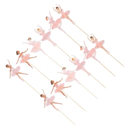 UPKOCH 36 Stück Zubehör Figurenspieße Dessert Ballerina Pantoffel Kuchen Tanzen Ballett Für Party Hochzeit Tänzer Themendekorationen Topper Rosa – Topper Dekoration Geburtstag von UPKOCH