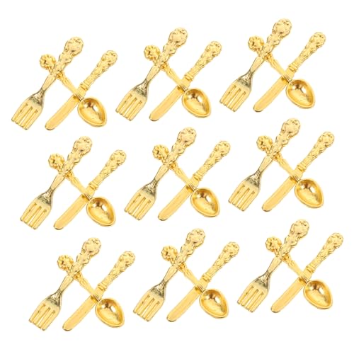 UPKOCH 36Stücke Puppenhaus Besteck Set Teiliges Geschirr aus Legierung für Puppenhaus Zubehör Mini Dinner Sets für Kreative Spielwelten für Sammler von UPKOCH