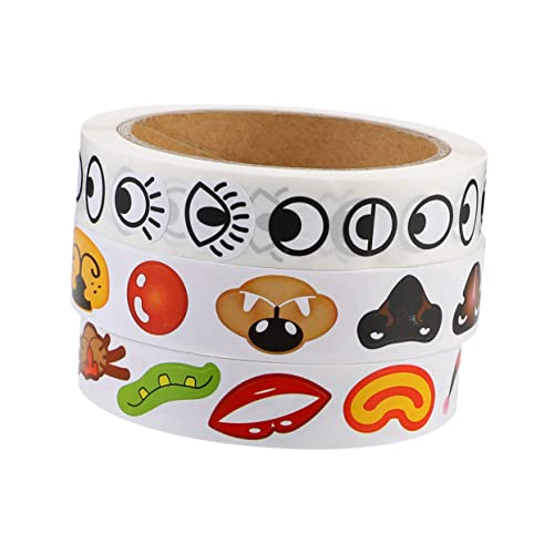 UPKOCH 3Rollen Aufkleber Mit Augen Nase Und Mund Verschiedenen Designs Für Kreatives DIY Bastelmaterial Selbstklebend von UPKOCH
