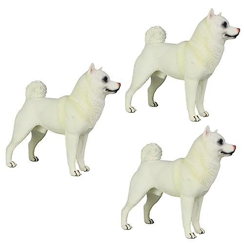 UPKOCH 3St Hundeschmuck Hundefotoverzierung Hundestatuen Tier Ornament Stehendes Hundemodell Cartoon-Hundefiguren Shiba Inu Dekorationen Rottweiler Zubehör Kind schmücken Plastik Weiß von UPKOCH