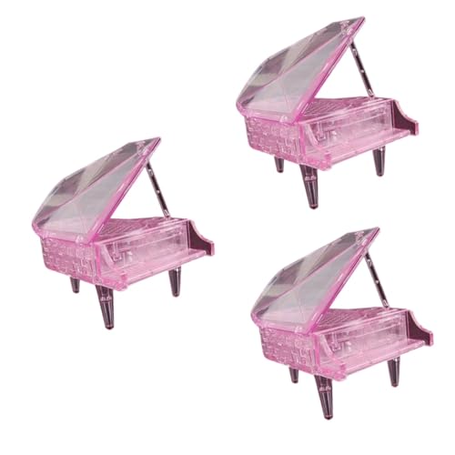 UPKOCH 3st Lernspielzeug Für Klavier Geburtstagsgeschenke Für Mädchen Klavier-Puzzle-Spielzeug Tischfigur Aus Kristall Klavierfigur Gebaut Ornamente Rosa 3D von UPKOCH