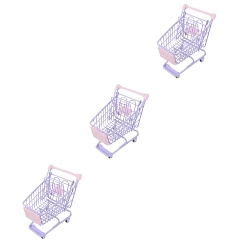 UPKOCH 3St Mini-Einkaufswagen ablagekörbe kühlkorb einkaufskorb Spielzeug für Babypuppen Kleiner Supermarkt-Handwagen kinderspielzeug Kinderwagen Schreibtisch-Miniatur-Einkaufswagen Mixer von UPKOCH