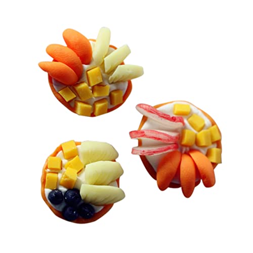 UPKOCH 3St Mini-Harzholz Miniatur-Food-Modell Flatback Harz Verzierungen Geschenke für Kinder kindergeschenke Modelle Spielzeug Mini-Küche Lebensmittelmodell Mini-Food-Torte Mango Tablett von UPKOCH