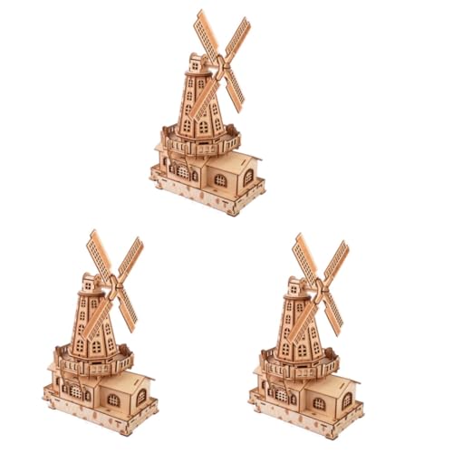 UPKOCH 3St Rätsel Windmühle Holzpuzzle Puzzle Windmühle Windmühlenpuzzle aus Holz Windmühlen-Puzzle selber Machen Farbkasten Niederlande 3D Hölzern von UPKOCH
