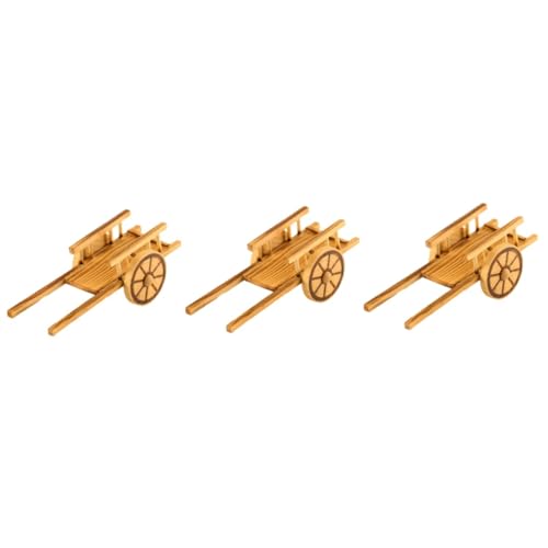 UPKOCH 3st Trolley-Modell Mini-landschaftsverzierungen Mini-gartenwagen-Modelle Holzboot Spielzeug Für Tieflader Mini-farmwagen Kleine Schubkarre Hölzern Ornamente Kind von UPKOCH